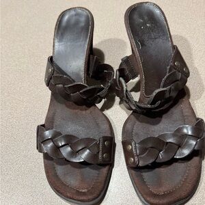 Brown Braided Leather Sandals